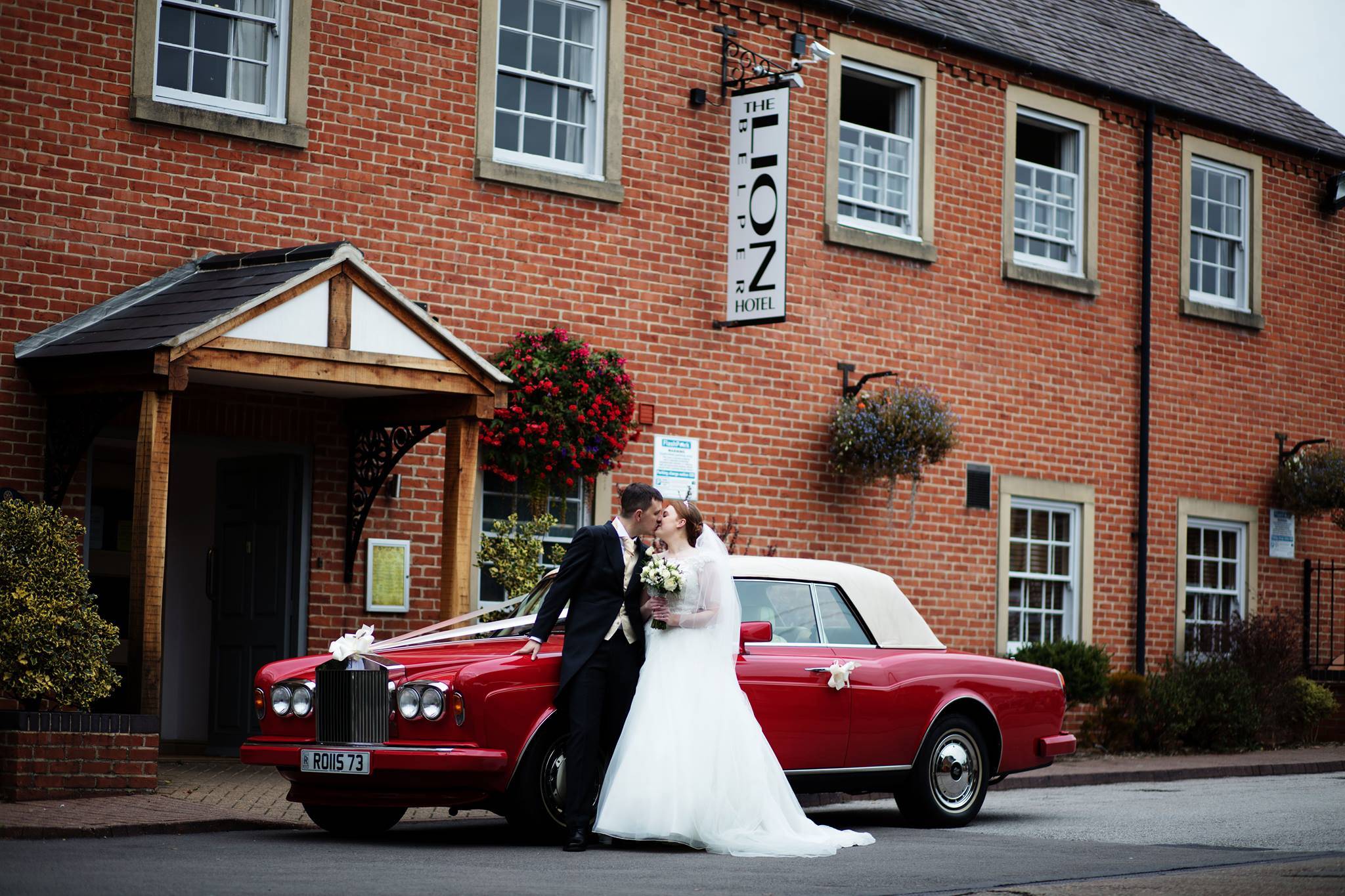 Newlyweds outside The Lion Hotel